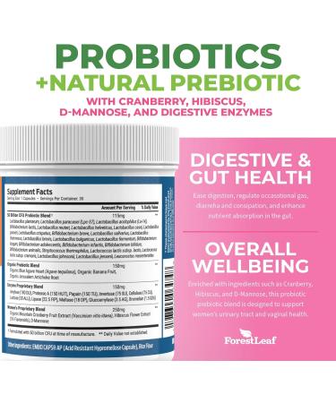 Probiotics for Women 50 Billion CFU 26 Unique Strains Women's Probiotic and Prebiotics Support Digestive Health w/Cranberry Hibiscus & D-Mannose for Vaginal PH Balance Urinary Gut (30 Caps) 50 Billion CFU Women's 30  - Buy Online on GoSupps.com