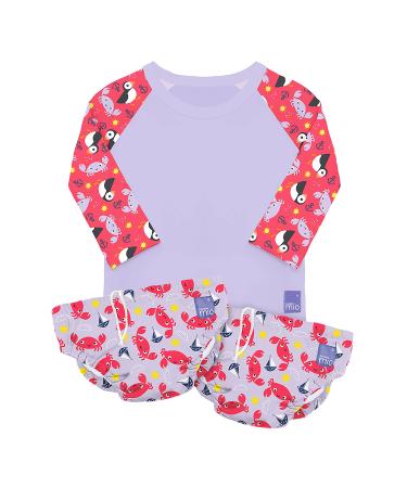 Bambino Mio Revolutionary Reusable Swim Set - 2 Swim Nappies and Rash Top Baby and Toddler Sun Protection UPF40+ Medium (6-12 Months) Nice 2