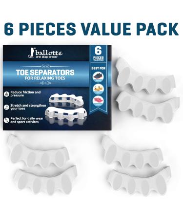 Ballotte Premium Toe Spacers (White 6 Pack) | Toe Separators for Feet - Toe Spreader & Foot Stretcher | Big Toe Straightener Bunion Corrector and Hammer Toe Corrector for Men and Women Toe Separator - 6 Pack - Buy Online on GoSupps.com