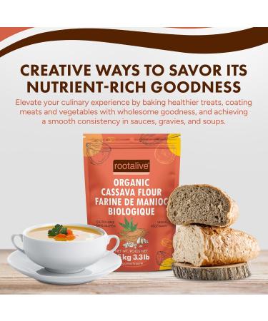 Rootalive Organic Cassava Flour 1.5kg Certified Organic Vegetarian Gluten-Free Natural - Buy Online on GoSupps.com