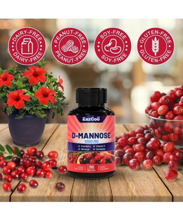 D-Mannose Supplement 1000mg Capsules with Cranberry Vitamin C Hibiscus & Dandelion Extract Support Urinary Health D Mannose & Cranberry Capsules 90 Count 90 Count (Pack of 1) - Buy Online on GoSupps.com