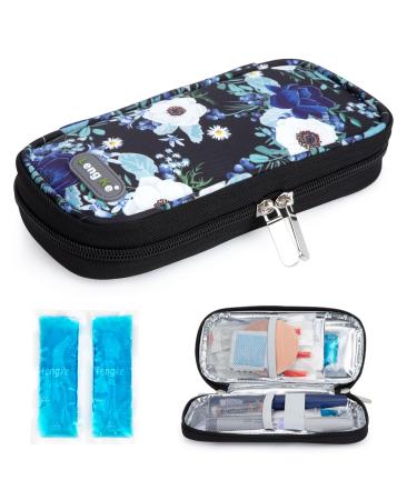 Youshares insulin cooling bag with 2 cooling packs - diabetics pocket for diabetic utensils keep the stocks safe and cold diabetes accessories PEN cool box while traveling (silver lotus) 09 silver lotus