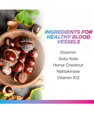 Livingood Daily Vessel & Vein Support Circulation & Vein Support Supplement with Diosmin Horse Chestnut Nattokinase Gotu Kola & Vitamin K2 Vascular & Vein Health Formula Gluten Free 60 Capsules - Buy Online on GoSupps.com
