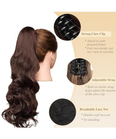 Buy Gairyan 50cm Ponytail Hair Extensions | Long Curly Claw Clip-in Wavy Synthetic Hair - Dark Brown & Dark Auburn - Buy Online on GoSupps.com