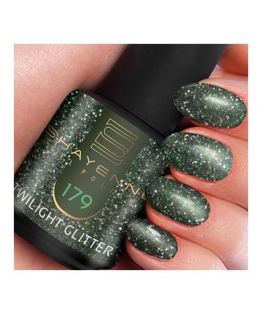 Shayenne Made in Germany Shellac Gel Nail Polish 15 ml for UV LED Lamp 179 Twilight Glitter Green Glitter Gel Nail Polish for UV Nail Lamp LED Nail Polish Gel Polish Nail Gel
