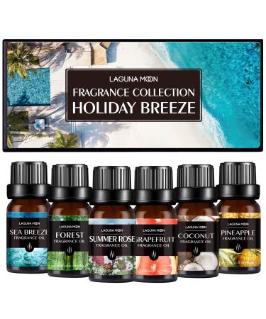 Fragrance Essential Oil - Organic 6pc Holiday Breeze Scent Gift Set - Perfect for Candle Making Soap Scents Slime - Oils for Diffuser Humidifier Aromatherapy Aroma Beads Car Freshener (10mL) 6-Pack | Holiday Breeze Organic Essential Oils Set