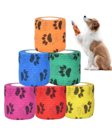 6 Roles Self -adhesive bandage for pets 5cm*4.5m breathable elastic bandages cohesive bandage fixing bandage pet wrap fur protective bandages for cat dog wrist ankle