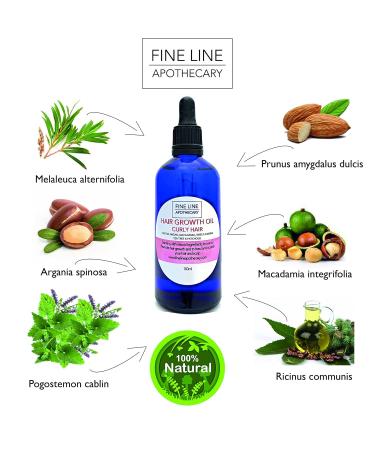 100% Natural Hair Growth Oil - Ricin Argan Macadamia & Almond | Hydrate & Promote Hair Growth | Fine Line Apothecary 100ml - Buy Online on GoSupps.com