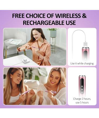 Professional Electric Nail Drill - 35 000RPM Rechargeable Cordless 13 in 1 Touch Control for Acrylic Gel and Pedicure - Portable Pink Nail Drill - Buy Online on GoSupps.com