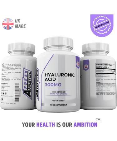 Triple Strength Hyaluronic Acid Capsules 300mg - 6 Months Supply - 180 Capsules - Hyaluronic Acid Supplement - Buy Online on GoSupps.com