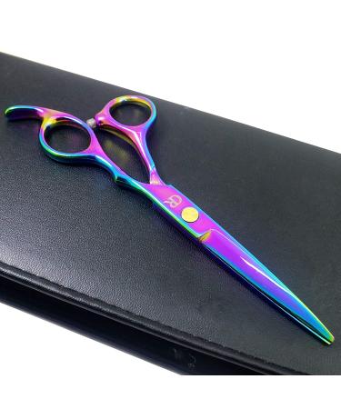6 Inch Professional Barber Hair Cutting Shears - Sharp Stainless Steel Scissors for Women, Men, Kids - Rainbow Color - Buy Online on GoSupps.com