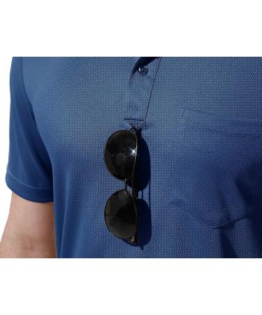 TBMPOY Men's Quick Dry Polo Shirt with Pocket - Dark Grey Blue - XX-Large - Buy Online on GoSupps.com