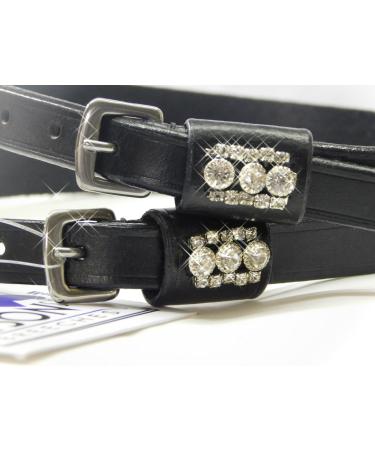 Spur Straps Leather Spur Straps Glitter Rhinestone White Pink Blue Spur Straps (White)