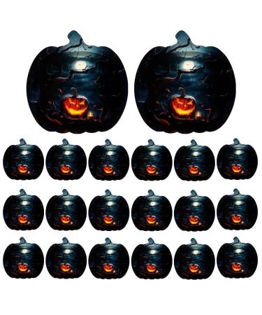 Fovolat Pumpkin Halloween Plates | Black Scary Pumpkin Paper Plates - 9Inch Pumpkin Shaped Dinner Platter Supplies for Autumn Tableware for Candy Treat Cake Snack