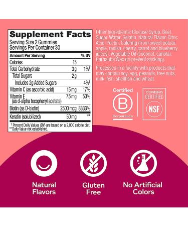 OLLY Undeniable Beauty Gummy: Hair, Skin, Nails Supplement with Biotin, Vitamin C, Keratin - 30 Day Supply, 60 Count - Grapefruit Flavor - Buy Online on GoSupps.com