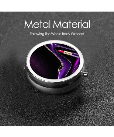 Elegant Purple High Heels Pill Box | Mini Round 3 Compartment Medicine Organizer for Travel & Home - Buy Online on GoSupps.com