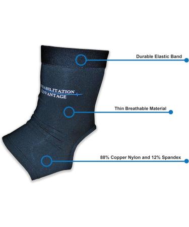 Rehabilitation Advantage Copper Infused Ankle Compression Sleeve - Small | Pain Relief & Support | International Shipping Available - Buy Online on GoSupps.com