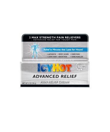 Icy Hot Advanced Relief Pain Relief Cream 2 Ounce Tube Temporarily Relieves Minor Pain Associated with Arthritis Simple Backache Muscle Strains Sprains Bruises and Cramps