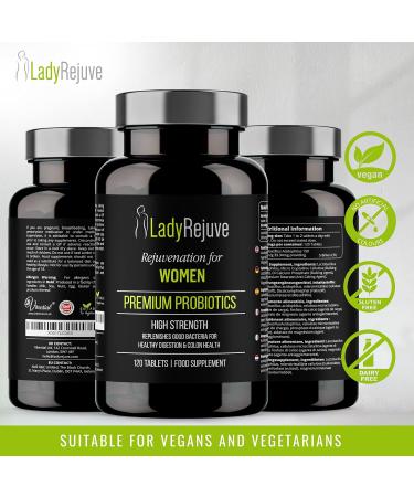LadyRejuve Premium Probiotics | 120 Vegan Tablets | 10 Billion CFU - Women's Probiotic Supplement for Digestive Health & Constipation Relief - Buy Online on GoSupps.com