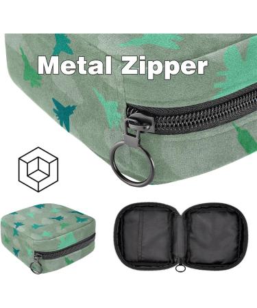 Menstruation Pad Bag with Zipper - Women's Tampon Collection Bag in Combat Aircraft Pattern & Green Cloud Design - Buy Online on GoSupps.com