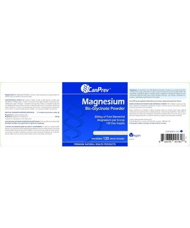 CanPrev Magnesium Bis-Glycinate Powder 120g - High Absorption Formula - Buy Online on GoSupps.com