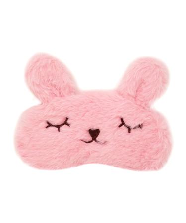 Honbay Plush Rabbit Sleeping Eye Mask Cute Cartoon Animal Eye Mask for Little Girls (Pink)