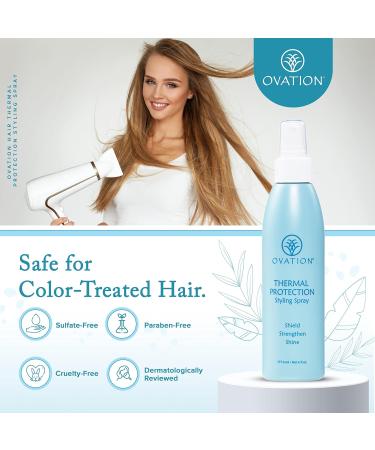 Ovation Hair Thermal Protection Styling Spray - Heat Protectant for All Hair Types - 6oz | Paraben & Sulfate Free with Vitamin E & B5 - Protects Color & Integrity - Buy Online on GoSupps.com
