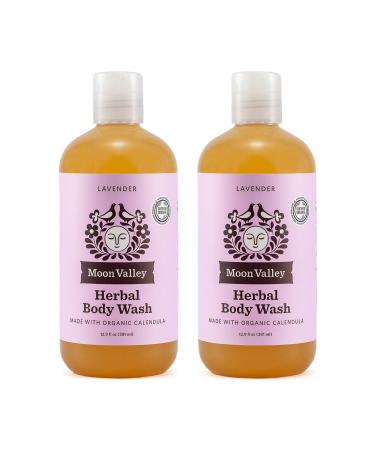 Herbal Body Wash Lavender by Moon Valley All Natural Ingredients No Parabens Vegan Moisturizing Essential Oils Two Pack