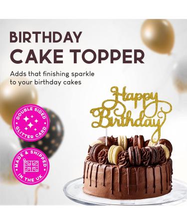 Happy Birthday Cake Topper Glitter Cardstock Toppers - Birthday Decor - Party Decor Supplies - Cake Decoration Items - Glitter Cake Topper - 7 Inches x 5 Inches - Silver - Buy Online on GoSupps.com