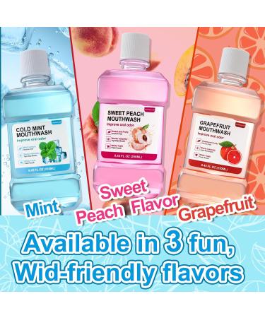 Fresh Breath Mouthwash ICY Mint Flavor Alcohol-Free Healthy Gums Mouthwash Clean (8.45 FLOZ Sweet Peach) Sweet Peach 8.45 Fl Oz (Pack of 1) - Buy Online on GoSupps.com