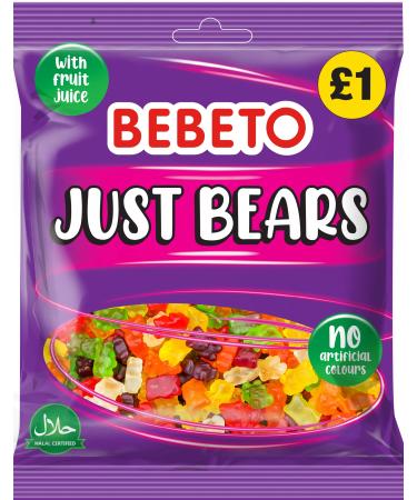 Bebeto Just Bears Gummy Sweets Fizzy Fruity Sweets Halal Certified Candy Pack of 10 1.5 kg