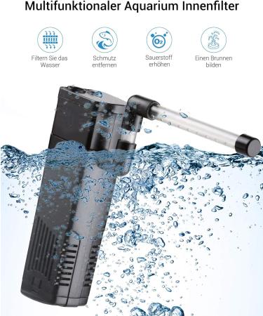 NICREW Adjustable Flow Aquarium Internal Filter - Quiet 3.5W Water Pump for Aquariums up to 20L | Efficient 150 L/h Filtration - Buy Online on GoSupps.com