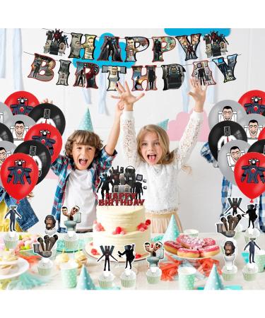 32pcs Skibidi Toilet Birthday Party Decorations Supplies wopin-Skibidi Toilet Theme Party Accessories Include Skibidi Toilet Cake Topper Cupcake Toppers Banner Balloons - Buy Online on GoSupps.com