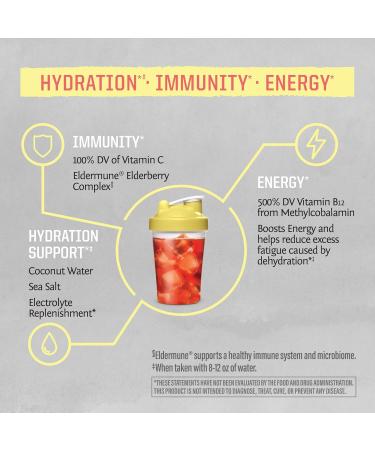 Electrolyte Powder Hydration Packets B12 Elderberry | Strawberry Lemon Twist Flavored 18 Stick Packs Box | Vegan and Plant-Based Sugar Free - Buy Online on GoSupps.com