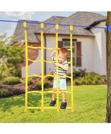 Kids Outdoor Climbing Net - Ninja Warrior Obstacle Course - Polyester Rope for Slackline - Playground Jungle Gym - 4x5 Grid (Yellow) - Buy Online on GoSupps.com