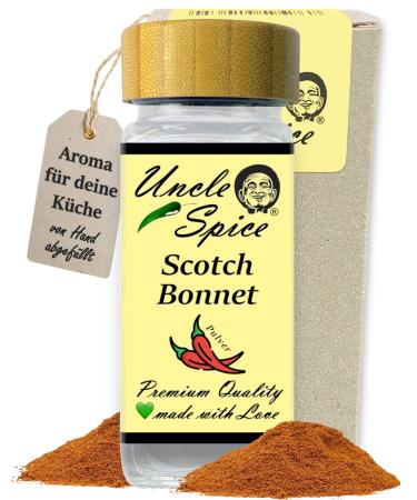 Uncle Spice Scotch Bonnet Chilipulver-55g Scotch-Bonnet-Chili in the noble spice glass finely ground in premium quality-tropical-fruity chilli as powder-Attention very sharp 55 gr