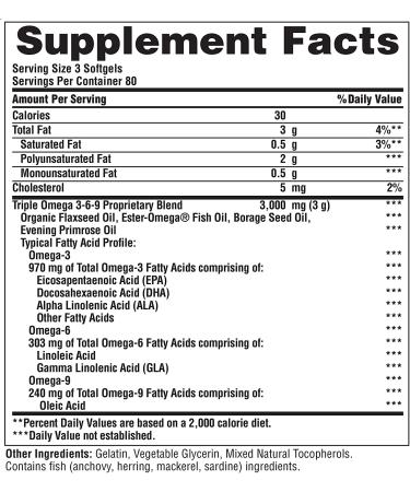 Triple Omega 3-6-9 Fish, Flax & Borage Oils - Heart & Joint Health Support | 240 ct by Puritan's Pride - Buy Online on GoSupps.com