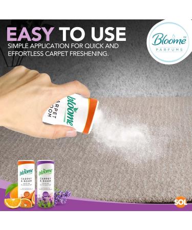 SOL 2pk Assorted Fragranced Carpet Freshener Pet Friendly Odour Eliminator Carpet Deodoriser Powder Long Lasting Clean & Fresh Fragrance in Lavender and Orange Scents Pet Carpet Freshener + Sticker - Buy Online on GoSupps.com