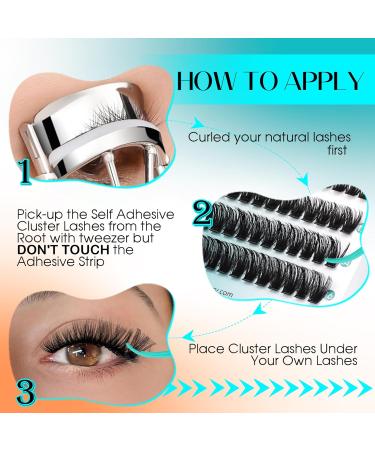 Shop GEMERRY Self Adhesive Eyelashes - Reusable Lash Clusters for Easy DIY Extensions - No Glue Needed 10-16mm Variants - Buy Online on GoSupps.com