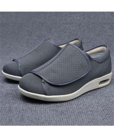 Adjustable Men's Diabetic Slippers - Wide Air Cushion Lightweight Walking Shoes for Elderly with Arthritis & Swollen Feet - Size 11, Dark Grey - Buy Online on GoSupps.com