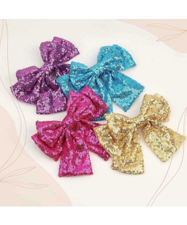 7 Inch Big Sequin Layered Hair Bows for Women & Girls - Black Red Glitter Barrette Clip - Stylish Hair Accessories (8Pcs) - Buy Online on GoSupps.com