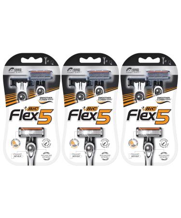 BIC Flex 5 Men's 5-Blade Disposable Razor, 2 Count - Pack of 3 (6 Razors) WHITE 2 Count (Pack of 3)