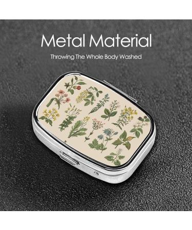 Flower Herbs Pill Box - Portable 2 Compartment Organizer for Vitamins & Medicine | Travel-Friendly Pill Case for Purse & Pocket - Buy Online on GoSupps.com