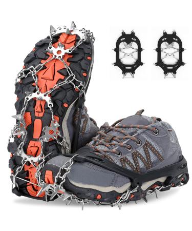 VANNPOOY Ice Crampons, 19 Micro Spikes Ice Cleats for Boots, Anti Slip Ice Grippers for Snowshoes, Traction Snow Grips for Winter Walking, Hiking, Climbing, Mountaineering Black Large