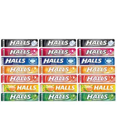 Halls Mints Mix M lange de saveurs rafra chissantes Fraise | Miel et citron | Original | Past que | Extra fort | M lange d'agrumes | Menthe verte - 21 sachets de 35 g chacun