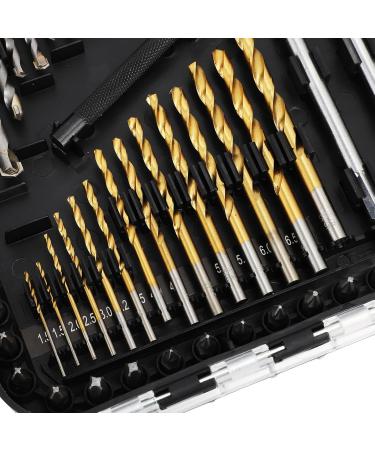 100 Piece Drill Bit Set - Multifunctional Twist Screwdriver Bits Cup Saw Hole Opener Holder Kit with Storage Box for Home Woodworking Use - Buy Online on GoSupps.com