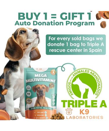 K9 Laboratories Mega Multivitamin for Dogs - 60 Count - Convenient Snack Form - Supports Muscles Joints Immune System Digestion Skin & Coat - Buy Online on GoSupps.com