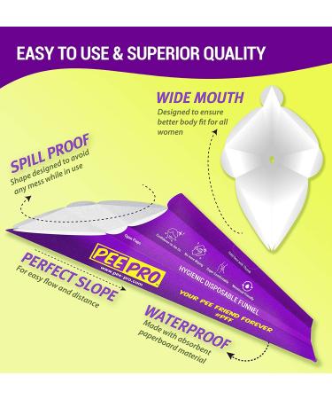 Pee Pro Disposable Urination Funnel for Women - 12 Count Value Pack for Public Restrooms, Travel, Camping, and Outdoor Activities - Buy Online on GoSupps.com