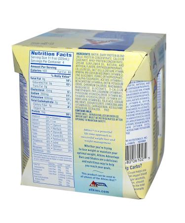 Atkins Advantage French Vanilla RTD Shake - Pack of 4 Shakes (11 oz) - Buy Online on GoSupps.com