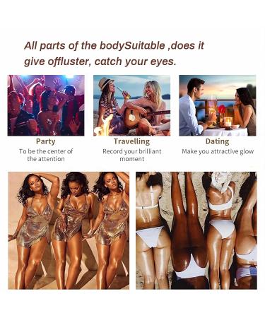 Hydrating Shimmer Body Oil | Rose Gold Liquid Luminizer | Long Lasting Body Highlighter & Glow Makeup for Women | Non-Sticky Glitter 30ML - Buy Online on GoSupps.com